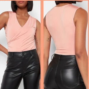 EXPRESS NWOT Body Contour Compression Silky Wrap Tank, peach